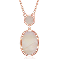Sterling Silver Bezel-set Rose Quartz and Oval Pink MOP Necklace