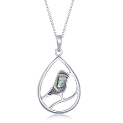 Sterling Silver Bird Pearshaped Pendant - Abalone