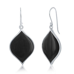 Sterling Silver Black Agate Marquise Shape Earrings