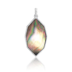 Sterling Silver Black MOP Marquise CZ Pendant