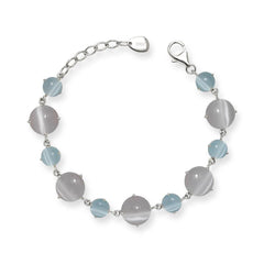 Sterling Silver Blue and Pink Cat's Eye Bracelet, 7