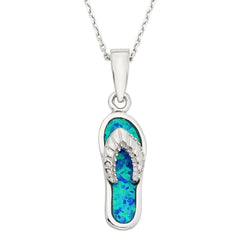 Sterling Silver Blue Inlay Opal Flip-Flop Pendant