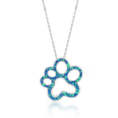 Sterling Silver Blue Inlay Opal Open Paw Pendant