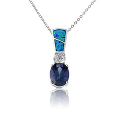 Sterling Silver Blue Inlay Opal Tanzanite Pendant