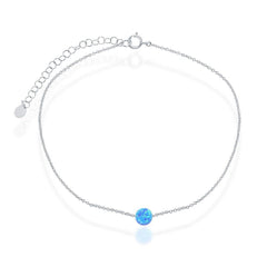 Sterling Silver Blue Opal Disc Anklet
