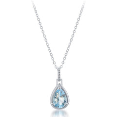 Sterling Silver Blue Topaz 2.25 cttw Teardrop Pendant