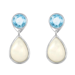 Sterling Silver Blue Topaz and Mother of Pearl Earrings