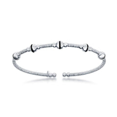 Sterling Silver Bonded with Platinum Beaded Wire Designer Bangle