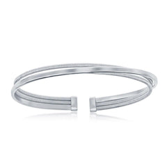 Sterling Silver Bonded with Platinum Polished Wire Bangle