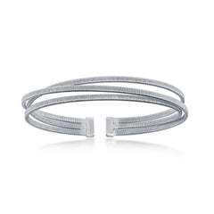 Sterling Silver Bonded with Platinum Triple Wire Designer Bangle