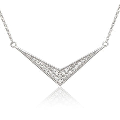 Sterling Silver Boomerang Cubic Zirconia Necklace