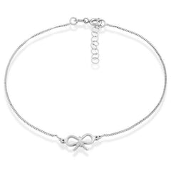 Sterling Silver Bow Anklet Bracelet