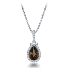 Sterling Silver Brown Pear Smokey quartz Necklace