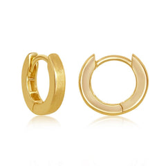 Sterling Silver Brushed Gold Plated Hoop Earrings, 3 x 13 mm