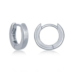 Sterling Silver Brushed Huggie Hoop Earrings, 3 x 13 mm