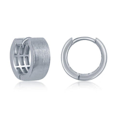 Sterling Silver Brushed Huggie Hoop Earrings, 6 x 14 mm