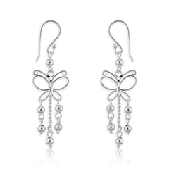 Sterling Silver Butterfly with Beads Earrings