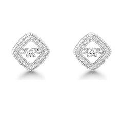Sterling Silver Center Dancing Square Earrings