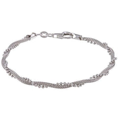 Sterling Silver Chain with Winding Beads Bracelet, 7