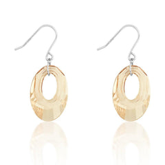 Sterling Silver Champagne Oval Crystal Earrings