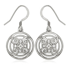Sterling Silver Circle with CZ Center Earrings
