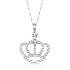 Sterling Silver Crown Cubic Zirconia Necklace