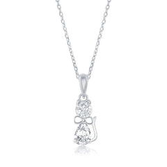 Sterling Silver Cubic Zirconia Cat Pendant