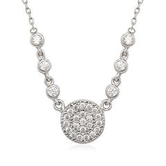 Sterling Silver Cubic Zirconia Disc Necklace