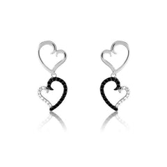 Sterling Silver Curled Heart Dangling Earrings