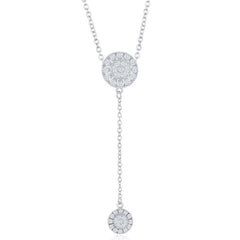 Sterling Silver CZ Circle with Y Design Necklace