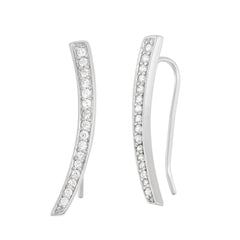 Sterling Silver CZ Curved Bar Climber Earrings