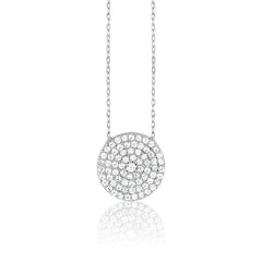 Sterling Silver CZ Disc Design Necklace