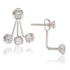 Sterling Silver CZ Front and 5mm Back Earrings
