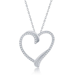 Sterling Silver CZ Heart Pendant