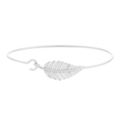 Sterling Silver CZ Leaf Hook Bangle