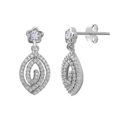 Sterling Silver CZ Marquise Earrings