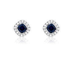 Sterling Silver CZ Micro Pave Square Stud Earrings