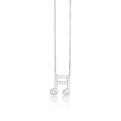 Sterling Silver CZ Musical Note Design Necklace
