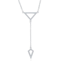 Sterling Silver CZ Open Triangle with Y Design Necklace
