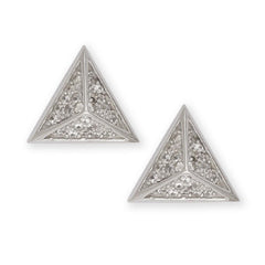 Sterling Silver CZ Pyramid Stud Earrings