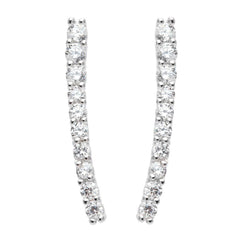 Sterling Silver CZ Slightly Curved Stick Earrings