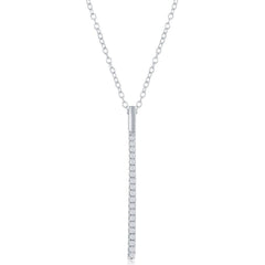 Sterling Silver CZ Vertical Bar Necklace