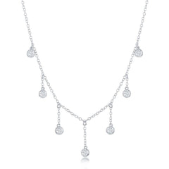Sterling Silver Dangling Bezel-Set Cubic Zirconia's Necklace