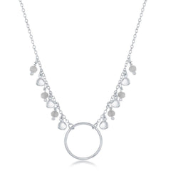 Sterling Silver Dangling Labradorite and Discs Necklace