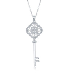 Sterling Silver Design Top Key Diamonds Pendant