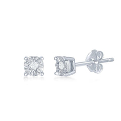 Sterling Silver Diamond Accent 4mm Stud Earrings