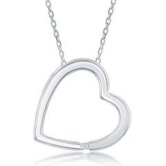 Sterling Silver Diamond Accent Open Heart Pendant With  Chain