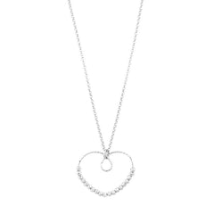 Sterling Silver Diamond Cut Beads Heart Necklace