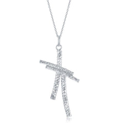 Sterling Silver Diamond Cut Double Cross Pendant