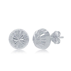 Sterling Silver Diamond-Cut Half Bead Stud Earrings